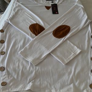 NWT Long Sleeve Jersey Knit Top size XXL Button Details Elbow Patch Unique Shirt